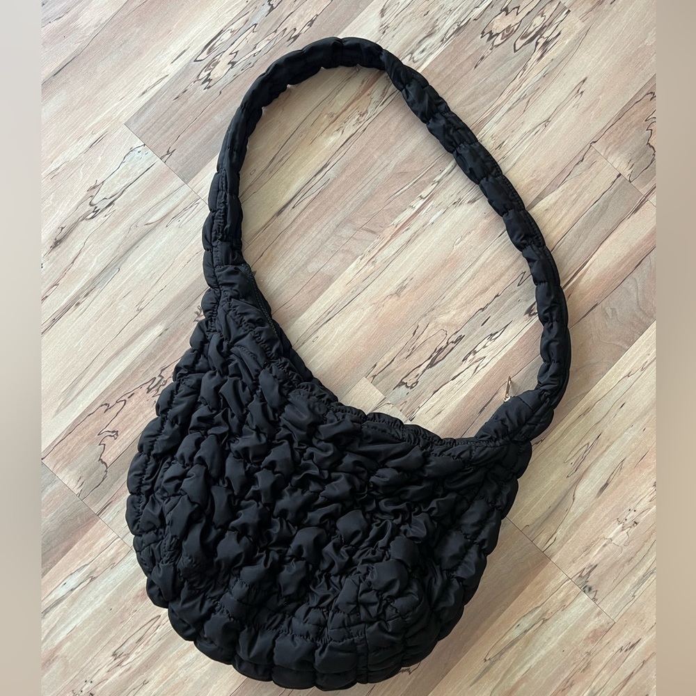 Black Quilted Puffer Crossbody Bag